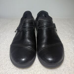 Clarks Womens Cheyn Madi Loafer Size 8 M Black Leather Shootie Slip On Shoe